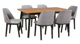 Komplet za jedilnico Oslo 8 črna/hrast + 6 stolov Monti 1 črna 20B
