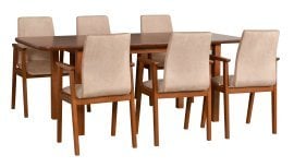 Komplet za jedilnico Wenus 2 S kostanj + 6 stolov Fotel 1 kostanj 1B