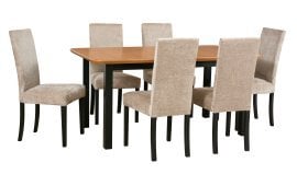 Komplet za jedilnico Wenus 5 S črna/hrast + 6 stolov Roma 2 črna 35A aragon 20