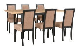 Komplet za jedilnico Ikon 5 črna/artisan + 6 stolov Roma 3 črna