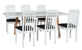 Komplet za jedilnico Oslo 8 bela/bukev + 6 stolov Roma 9 bela 13B