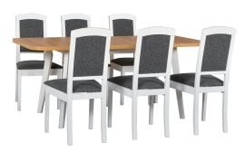 Komplet za jedilnico Oslo 6 bela/artisan + 6 stolov Roma 14 bela 8B