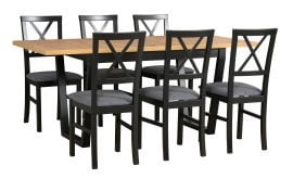 Komplet za jedilnico Ikon 2 črna/wotan + 6 stolov Milano 4 črna 28B