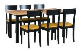 Komplet za jedilnico Max 4 črna/wotan + 6 stolov Hugo 1 črna 23B 