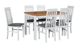 Komplet za jedilnico Max 5 bela/artisan + 6 stolov Nilo 1 bela 37A