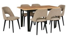 Komplet za jedilnico Ikon 4 črna/artisan + 6 stolov Monti 3 bukev 35A aragon 20