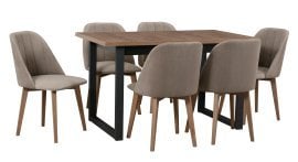 Komplet za jedilnico Ikon 3 črna/oreh svetel + 6 stolov Monti 3 oreh svetel 30A