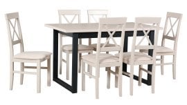 Komplet za jedilnico Ikon 3 črna/cashmere + 6 stolov Nilo 14 cashmere 34A aragon 03