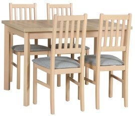 Komplet za jedilnico miza Max 5 P sonoma + 4 stola Bos 1 sonoma Hugge 11