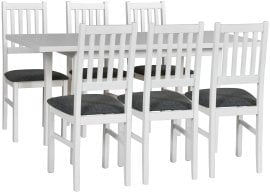 Komplet za jedilnico miza Max 5 P bela + 6 stolov Bos 1 bela Hugge 96
