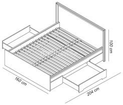 Maridex - Postelja Finezja F10 - 140x200 cm - hrast sonoma