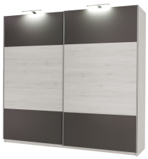 Garderobna omara z drsnimi vrati Dione D01 - norveški bor/siva