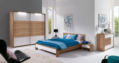 Maridex - Postelja Latika - 160x200 cm - burgundi hrast/bela