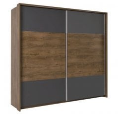 Garderobna omara Latika - burgundi hrast/siva