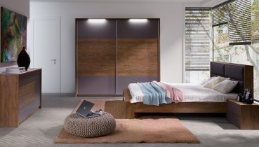 Maridex - Postelja Latika Soft - 160x200 cm - burgundi hrast/siva
