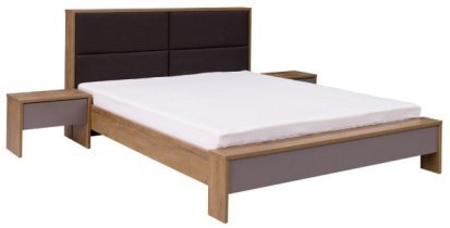 Maridex - Postelja Latika Soft - 160x200 cm - burgundi hrast/siva
