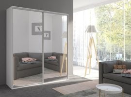 Garderobna omara z drsnimi vrati z 2 ogledaloma Grande 204 сm - bela