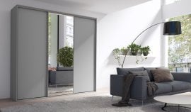 Garderobna omara z drsnimi vrati z ogledalom Grande 254 сm - siva