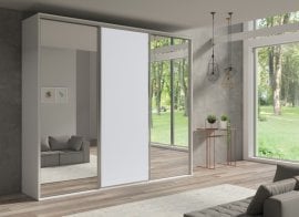 Garderobna omara z drsnimi vrati z 2 ogledaloma Grande 277 сm - bela