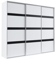 Garderobna omara z drsnimi vrati omara z trakovi lacobel Grande 277 сm - bela