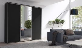 Garderobna omara z drsnimi vrati z ogledalom Grande 254 сm - črna