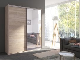 Garderobna omara z drsnimi vrati z ogledalom Grande 204 сm - hrast sonoma