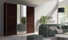 Garderobna omara z drsnimi vrati z ogledalom Grande 254 сm - hrast sonoma čokolada