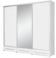 Garderobna omara z drsnimi vrati z ogledalom Hajfa - bela