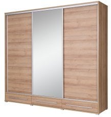 Garderobna omara z drsnimi vrati z ogledalom Hajfa - hrast riviera