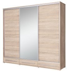 Garderobna omara z drsnimi vrati z ogledalom Hajfa - hrast sonoma
