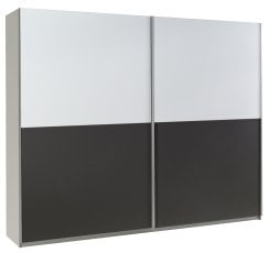 Garderobna omara z drsnimi vrati Lux 19 - bela/grafit 