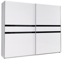 Garderobna omara z drsnimi vrati Lux 33 - bela sijaj/črna