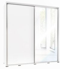 Garderobna omara z drsnimi vrati z ogledalom Penelopa 205 cm - bela