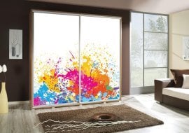 Garderobna omara z drsnimi vrati z grafiko Art 2 Penelopa 205 cm - hrast riviera