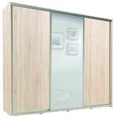Garderobna omara z drsnimi vrati z ogledalom Silver - hrast sonoma