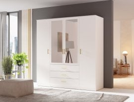 Garderobna omara z ogledalom 4D - bela