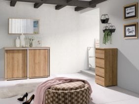 Maridex - Komoda z drsnimi vrati - 119 cm - hrast riviera