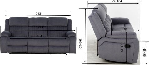 Soffina - Usnjen trosed z relax mehanizmom Fosso comfort - dimno rjava