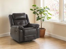 Soffina - Usnjen počivalnik z relaks mehanizmom Trevi Lounge espresso rjava