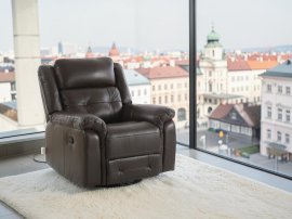 Usnjen počivalnik z relaks mehanizmom Trevi Lounge - rjav