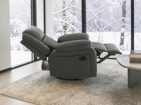Soffina - Usnjen počivalnik z relaks mehanizmom Fosso Comfort - dimno rjava