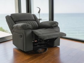 Soffina - Usnjen počivalnik z relaks mehanizmom Fosso Comfort - dimno rjava