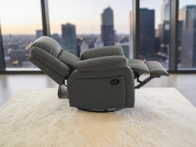 Soffina - Usnjen počivalnik z relaks mehanizmom Fosso Comfort - dimno rjava
