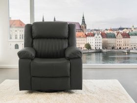 Soffina - Usnjen počivalnik z relaks mehanizmom Fosso Comfort - dimno rjava