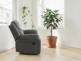 Soffina - Usnjen počivalnik z relaks mehanizmom Fosso Comfort - dimno rjava