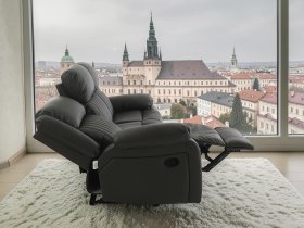 Soffina - Usnjen trosed z relax mehanizmom Fosso comfort - dimno rjava