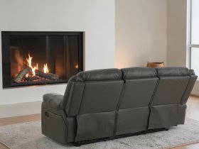 Soffina - Usnjen trosed z relax mehanizmom Fosso comfort - dimno rjava