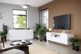 Stenska dnevna soba in spalnica Asha - bela 