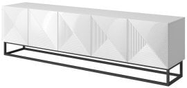 TV komoda s kovinskim okvirjem Asha 200 5D - bela sijaj