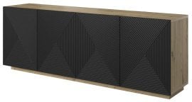 Komoda na čoklu Asha 200 4D - črna/hrast artisan